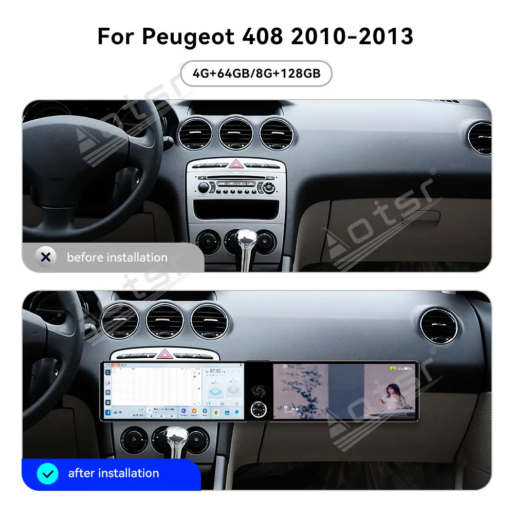 Android 15 OS For Peugeot 408 2010-2013 12.3