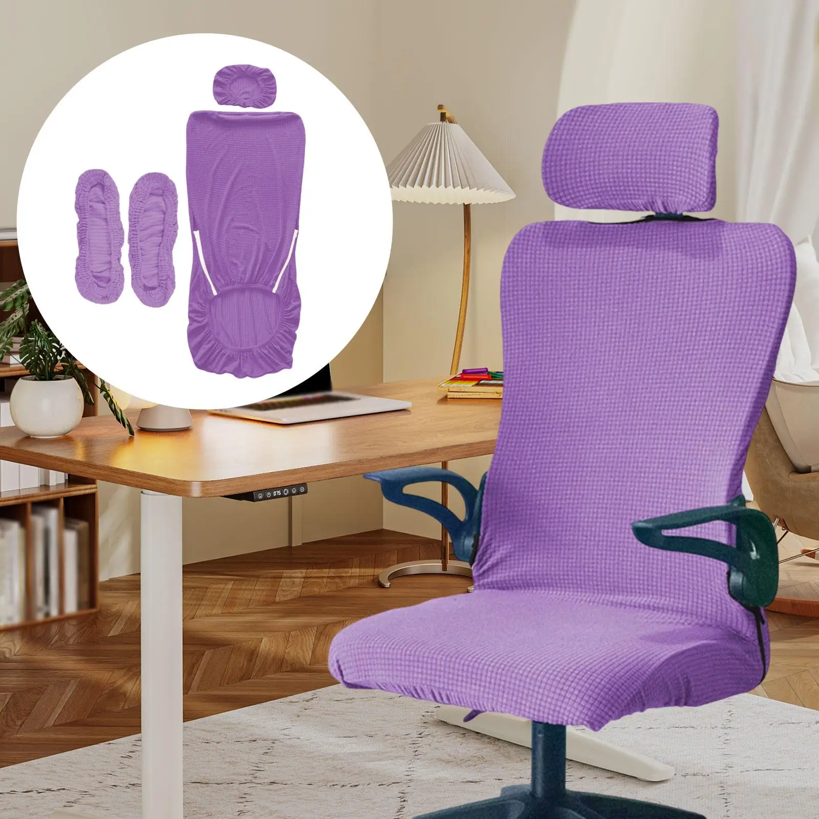 Office Chair Cover Set Desk Computer Chair Slipcovers Seat Protector Modern Stretchable Washable for Office Rotating