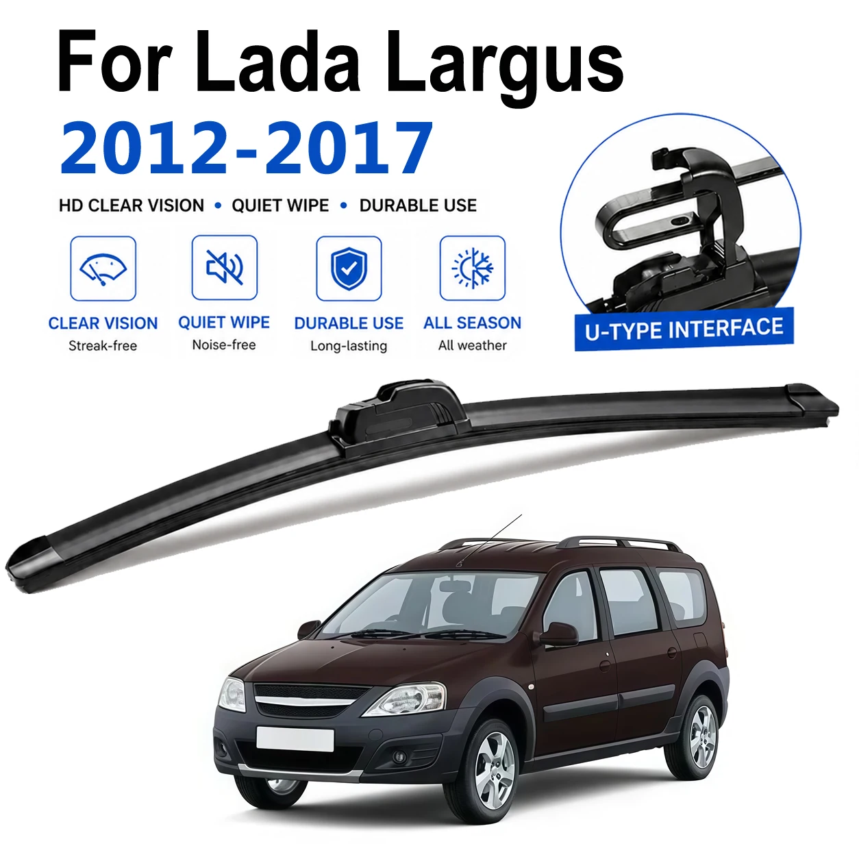 Exact Fit U Hook Wiper Blades For Lada Largus 2012-2017 Premium Rubber Quiet Auto Front Glass Rain Wiper 20"+20"