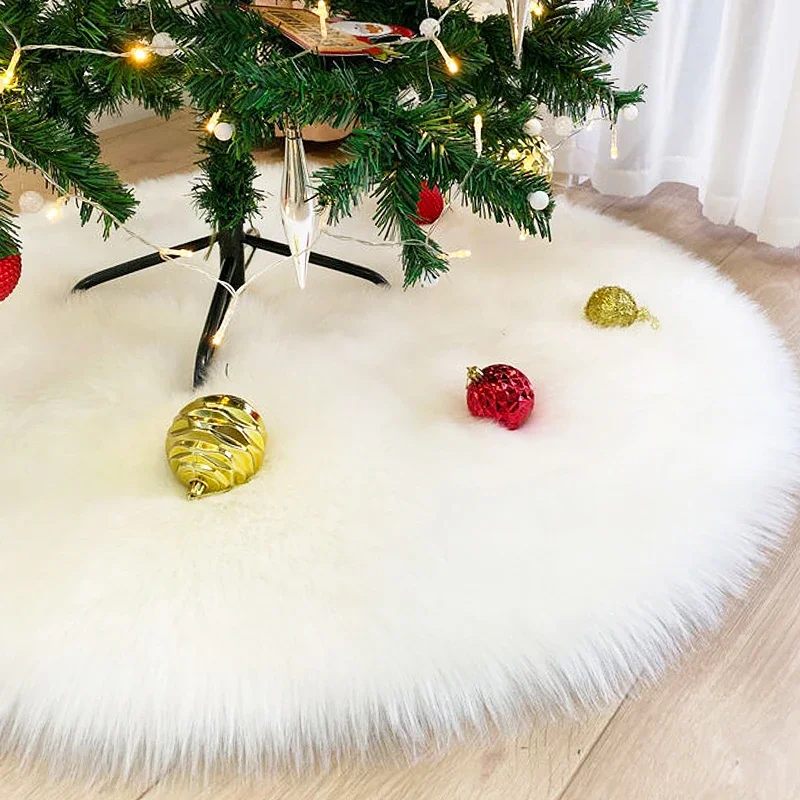 Large Size Christmas Tree Skirt Plus Velvet Plush Table Floor Cover Xmas Trees Carpet Mat Decoration 26.7inch  68cm 38cm