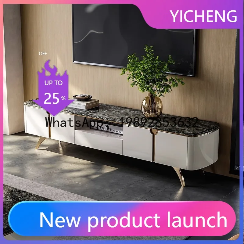 

L1 Italian Style Light Luxury TV Cabinet and Coffee Table Set for Villa Living Room Home Natural Luxury Solid Wood TV Stand