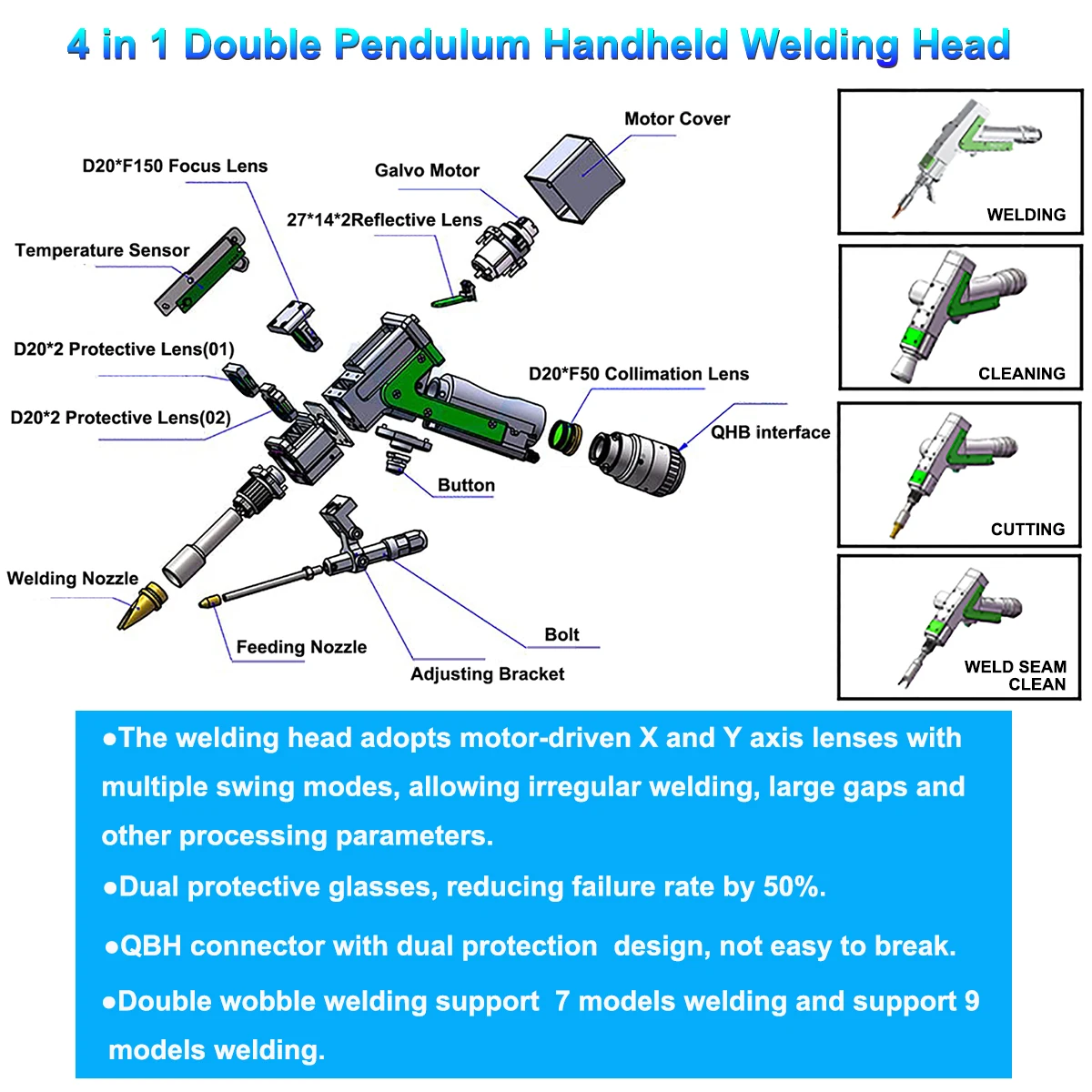 Laser Welder 3000W Raycus Double Pendulum Machine 4 in 1 Laser Welding Cleaning Cutting for Metal AU Stock