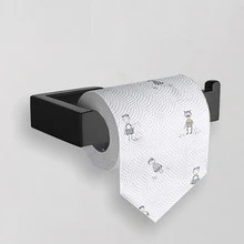 

Towel rack set black 304 stainless steel towel ring simple tissue rack double clothes hook cross-border
