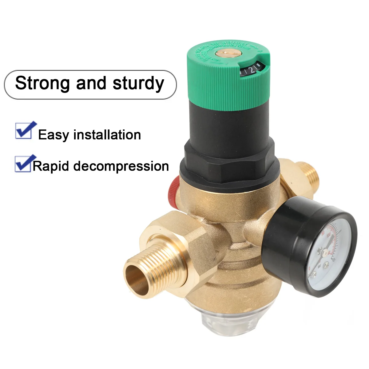 Wasserdruckminderer DN15/DN25 Wasserdruckregelventil Messing Druckminderventil mit Manometer Mesh Filter – Detail 14