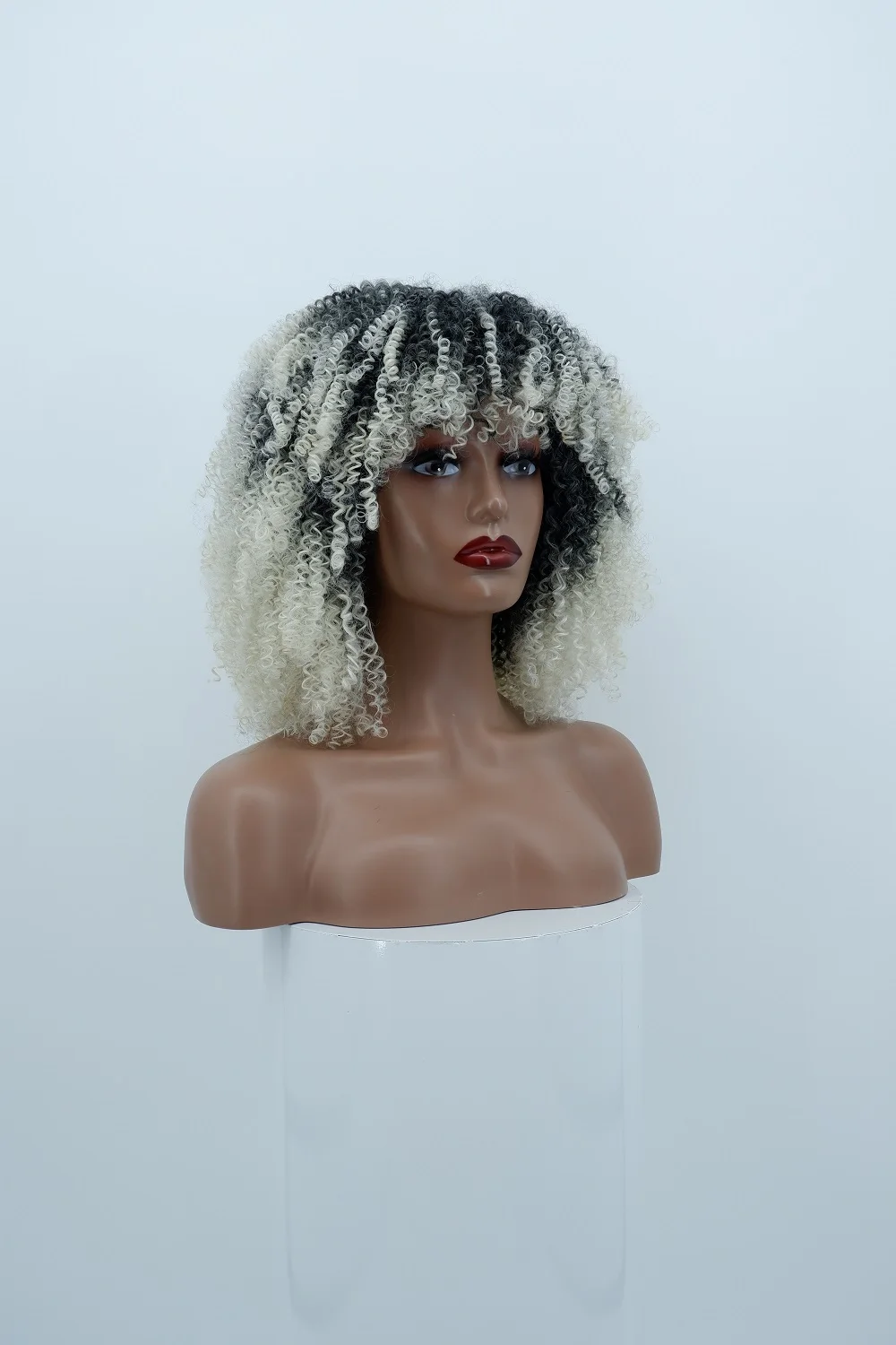 Hz cabelo curto afro kinky encaracolado peruca para preto feminino cosplay loira perucas naturais sintéticas africano sem cola resistente ao calor