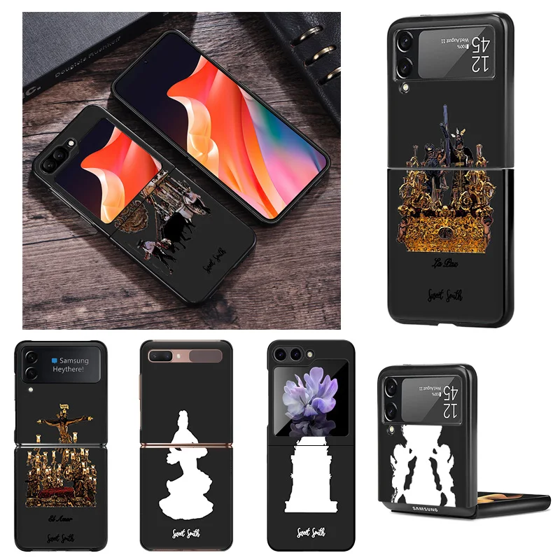 Anti-Drop Black Hard Phone Case For Samsung Galaxy Z Flip6 Flip5 5G Flip4 Flip3 zflip 6 5 4 Virgin Mary Jesus Church Shell Cover