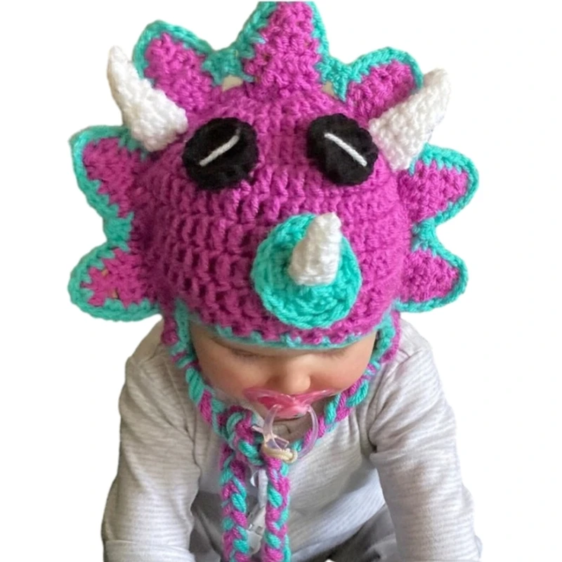 Stylish Dinosaur Headgear Crochet Hat Party Holiday Cool Hat for Children