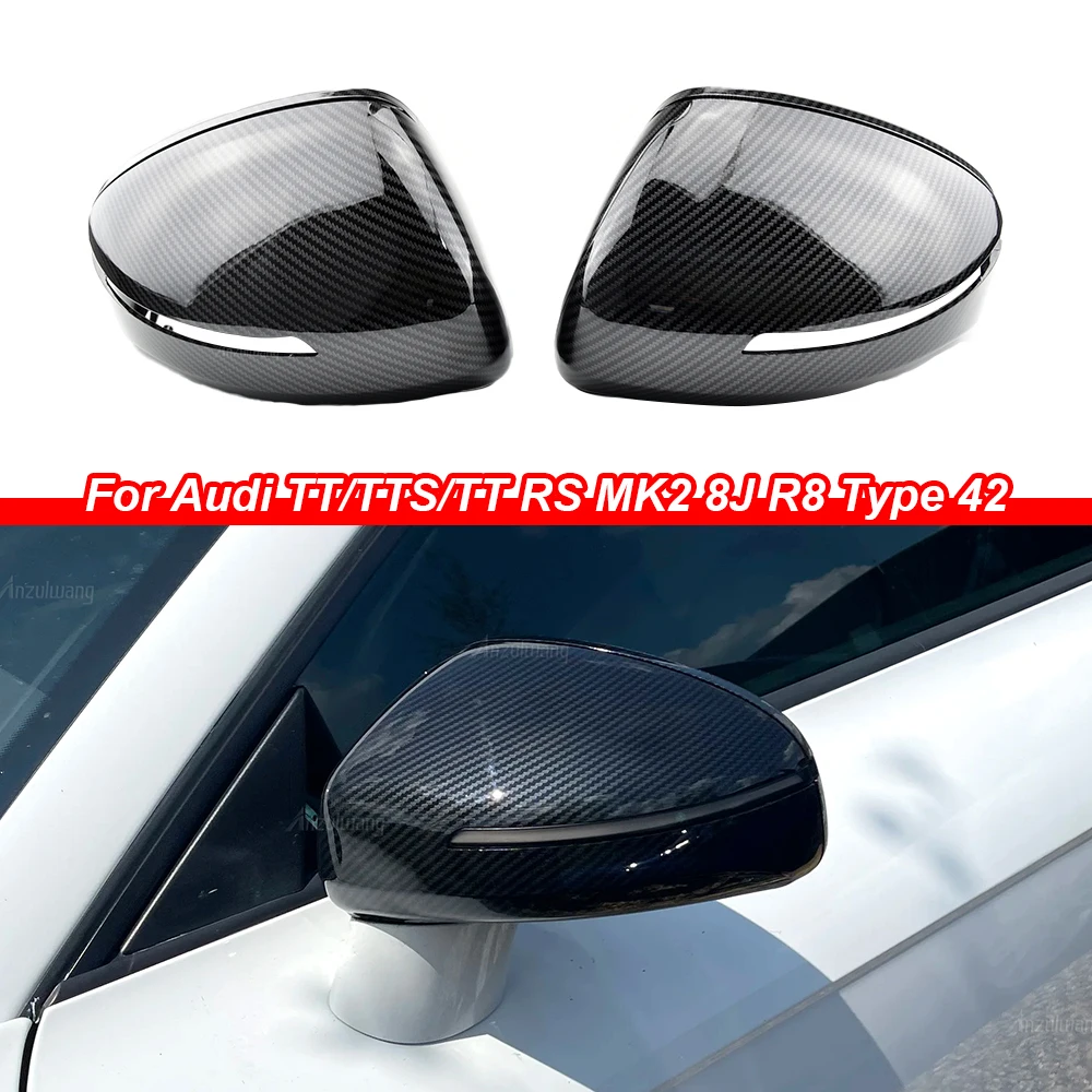 

Replacement Rearview Side Mirror Covers Cap For Audi TT TTS TT RS 8J MK2 07-14, R8 42 07-15 Carbon pattern Glossy