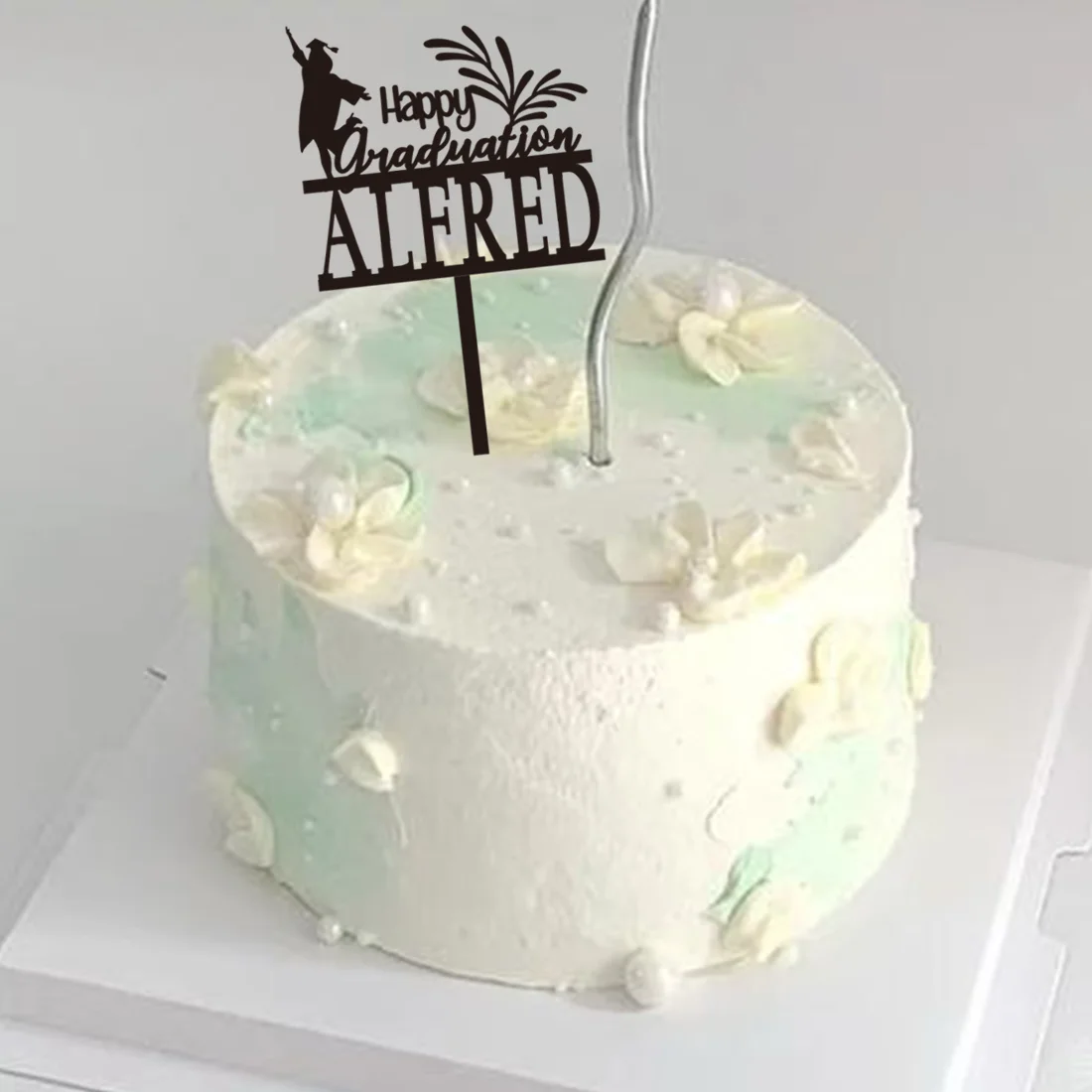 

1PC Creative Graduation Blessings and Congratulations Customized Name Cake Sign Bar Topper Supplies For Anniversaries