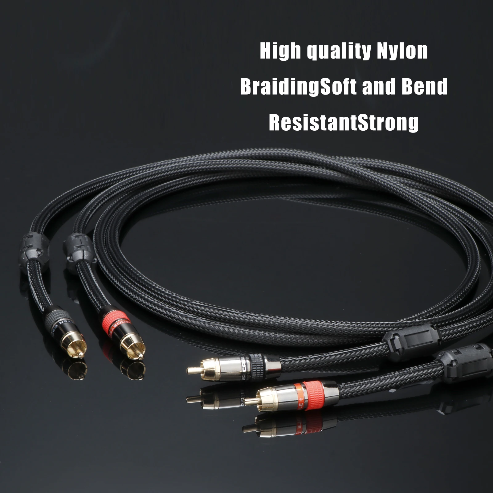 Paar 2RCA zu 2RCA Verbindungskabel 6N OFC Versilbertes RCA-Audiokabel für Heimkino DVD TV Verstärker CD – Detail 3