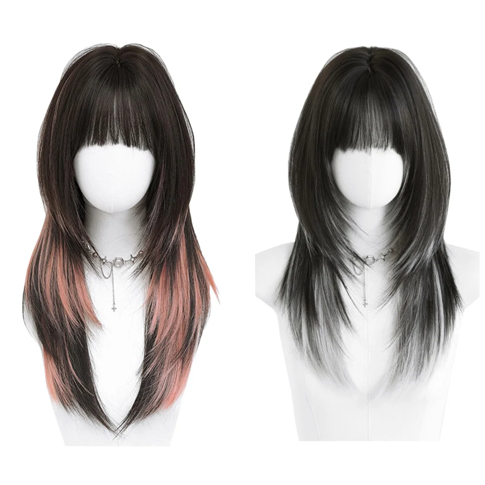 

High-Level Sense 23-Inch New Synthetic Straight Hair Band Bangs Are Suitable For Women'S Daily Party Natural Heat-Resistant Wigs