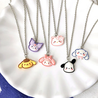 Sanrio Cartoon Character Cinnamoroll Pompompurin Pendant Necklace Adjustable Stainless Steel Collarbone Chain Anime Accessories