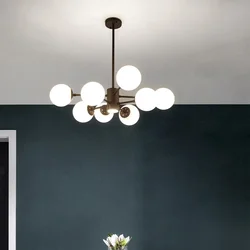 Modern Glass Chandelier Led Lighting for Living Room Pendant Lights Bedroom Restaurant Bar Art Decor Black Hanging Lamp Lustre