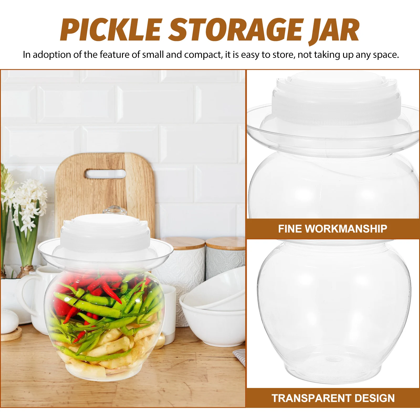 

Smooth Surface Small Compact Fermenting Jar For Pickle Storage Kitchen Vegetable Fermentation Food Container