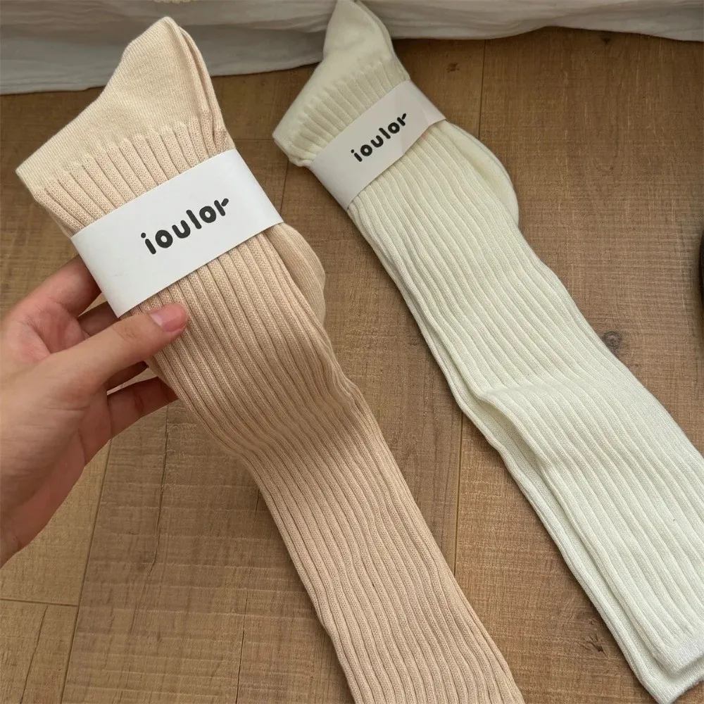 

JK Cotton Women Stockings Warm Soft Knee High Socks Solid Color Autumn Winter Thigh Stocking Long Socks