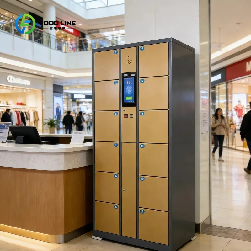 Customized Steel Smart Courier Storage Cabinet with Touchscreen Facial Recognition for Outdoor Communities and Gyms.