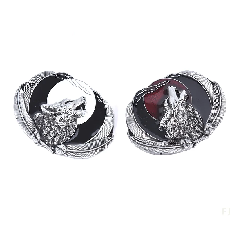 [YU]Western Wolf Moon Men‘s Alloy Leather Belt Buckle Vintage Cowboy Buckle New - Image 4
