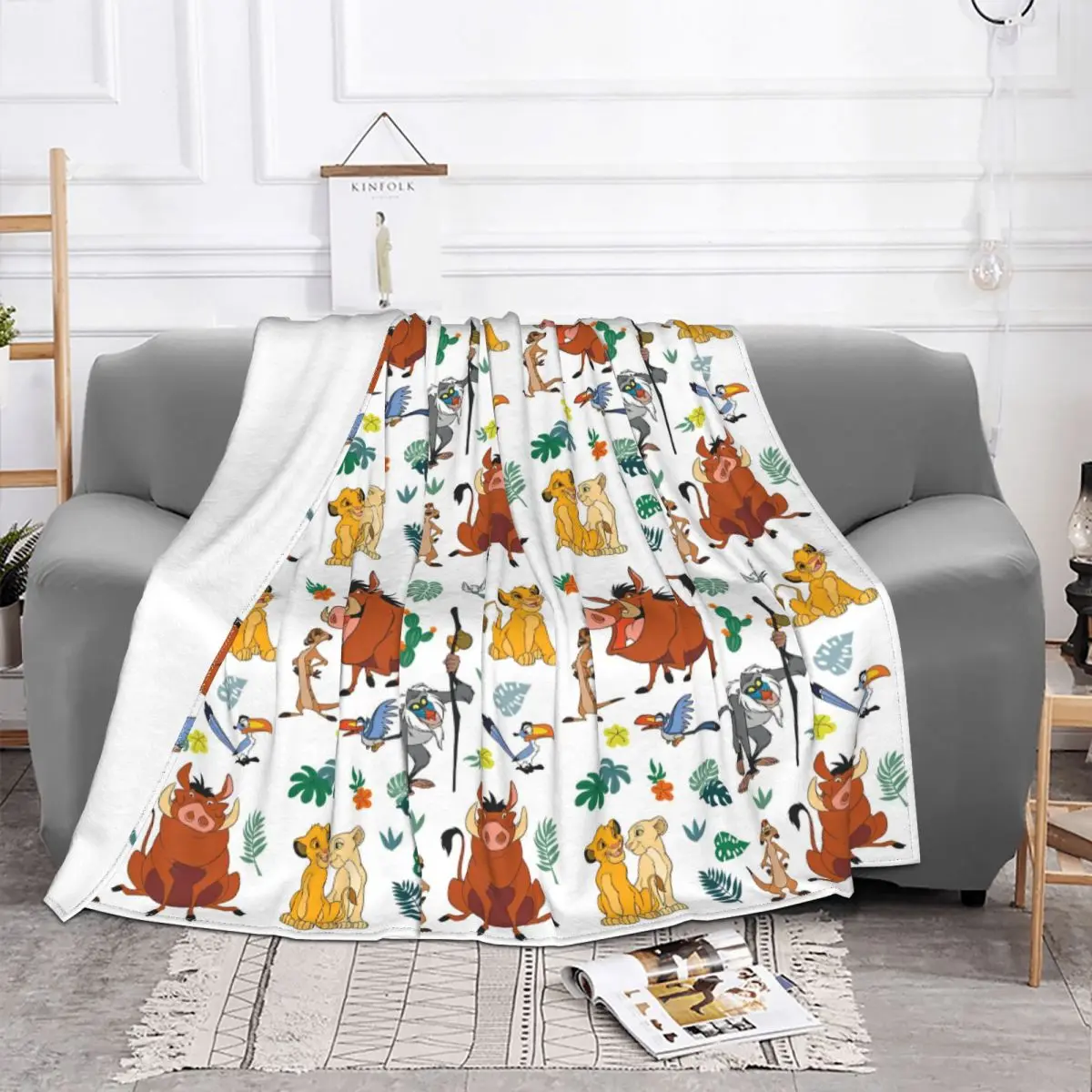 Lion King Simba Cartoon Blanket Flannel Textile Decor Pumbaa Nala Multi-function Soft Throw Blanket for Home Office Bedspread