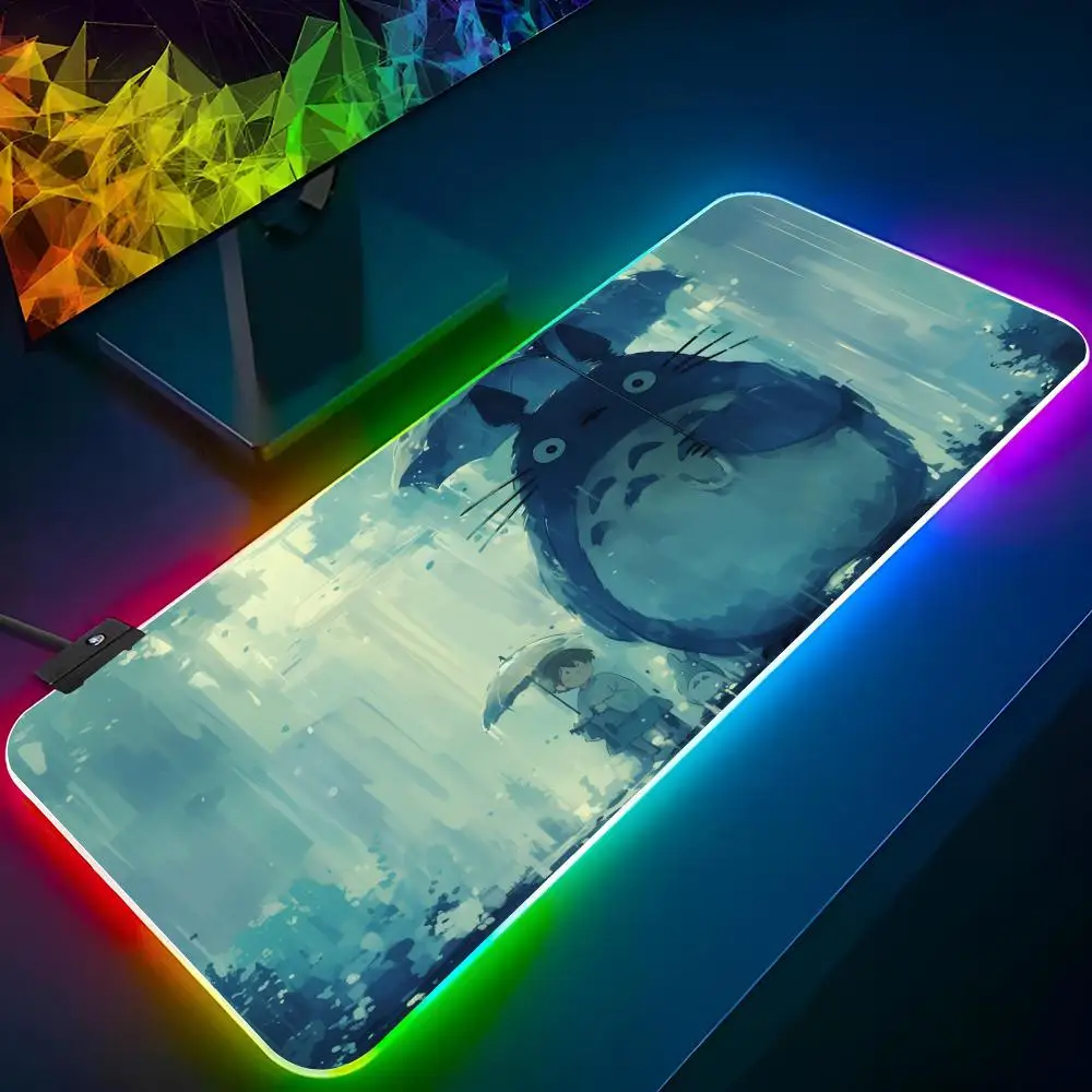 Imagem -06 - T-totoros Rgb Gaming Mouse Pad Teclado Retroiluminado Gamer Girl Trend Mat Laptop Almofadas de Mesa Deskpad xl