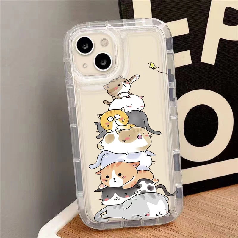 Funda transparente suave con grafiti de gato pequeño para Samsung Galaxy A15 A55 A05 A05S A14 A24 A13 A23 A73 A12 A22 A32 A52 A52S A72 A31 A51 A71