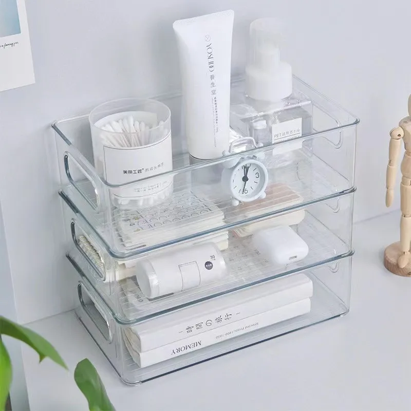 Transparent Acrylic Cosmetics Storage Box Large Capacity Plastic Desk Drawer Organizers Jewelry Lipstick Makeup Stationery Box