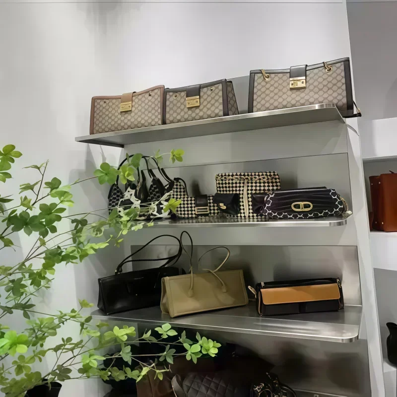 خزانة عرض رف الأحذية رف عرض من الفولاذ المقاوم للصدأ بسيط