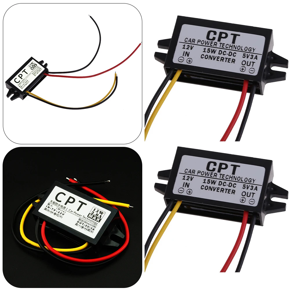 2Pcs DC to DC Converter Regulator 12V to 5V 3A 15W Car Led Display Power Supply