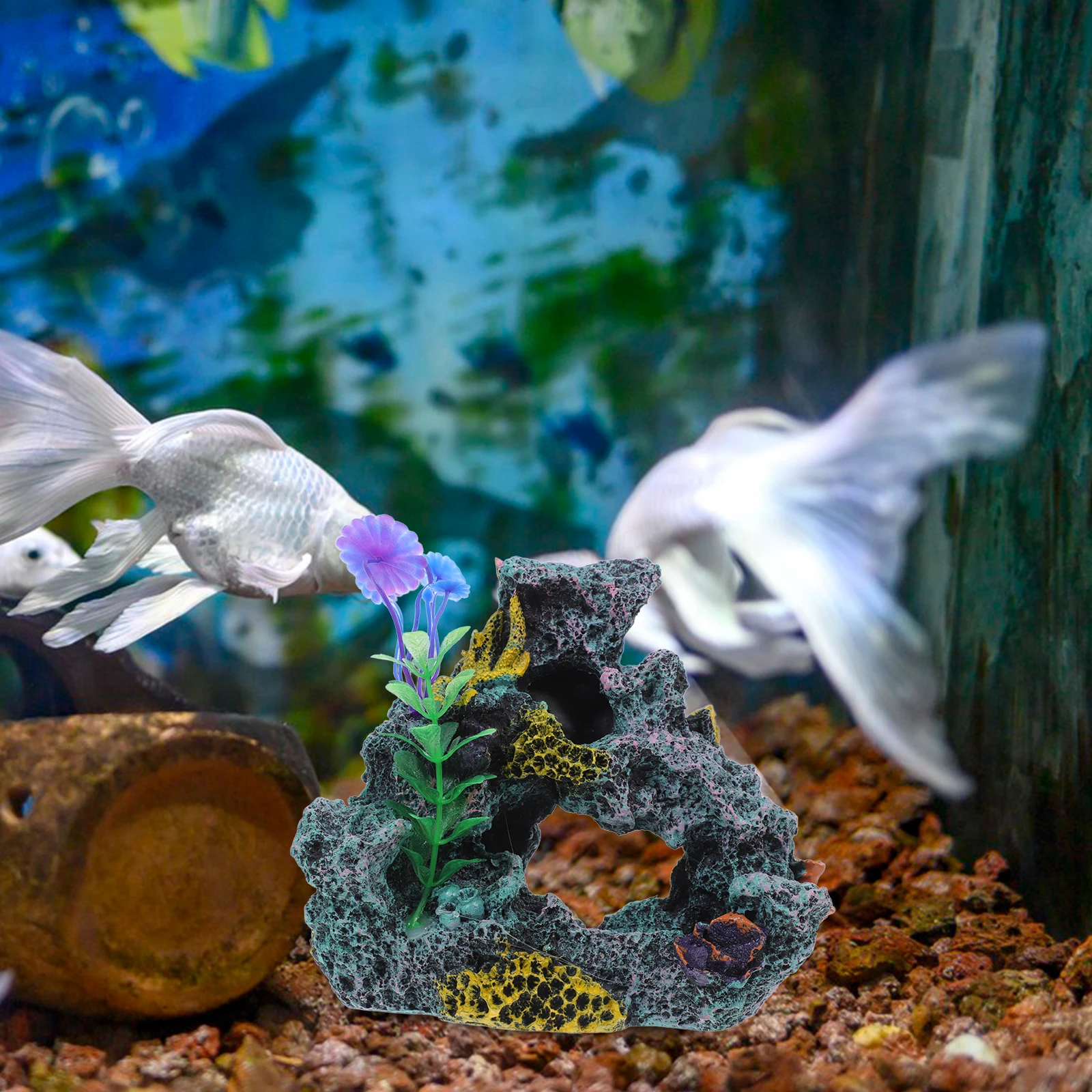 1 Buah Ornamen Akuarium Resin Terumbu Karang Dekoratif Hiasan Tangki Ikan Dekorasi Lanskap Simulasi Ramah Lingkungan Tahan Lama Hadiah