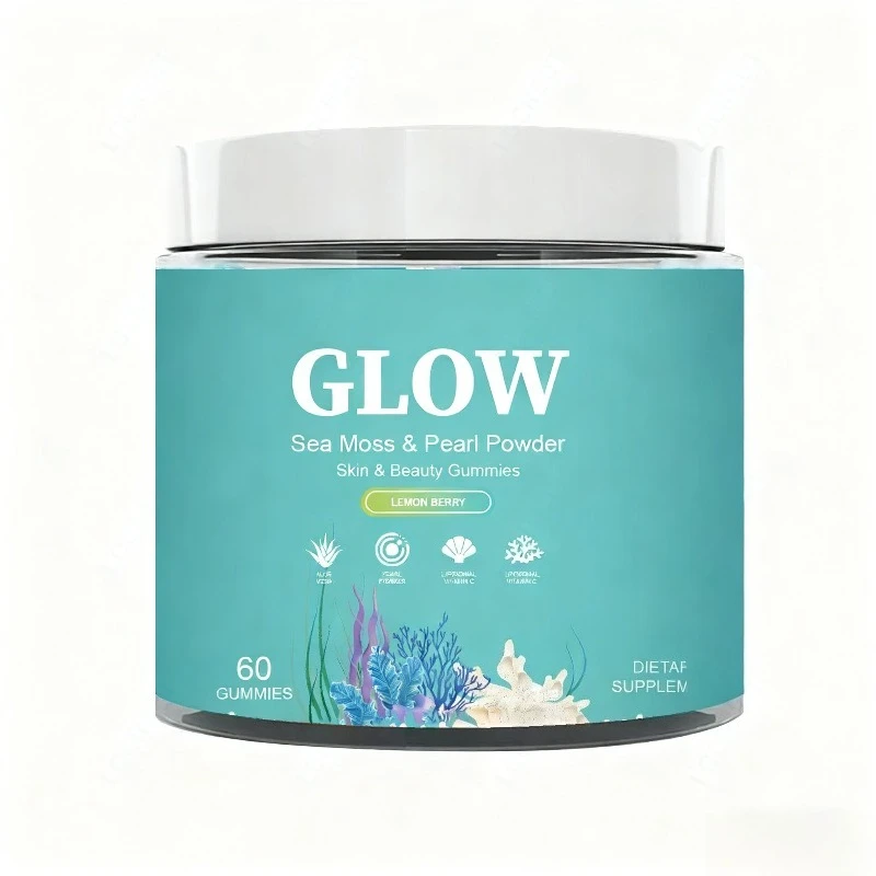 

60 Count Sea Moss Glow Gummies Support Hair Skin Nail Vitamins with Seamoss Pearl Powder Vitamin E Aloe Vera Liposomal Vitamin C