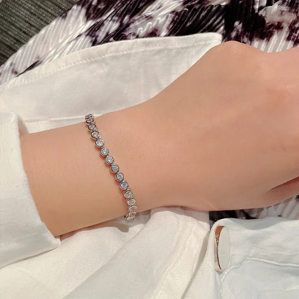 925 Sterling Silver Fashionable Trend Full Diamond Bracelet for Women's Boutique Christmas Gift Engagement Jewelry for Women