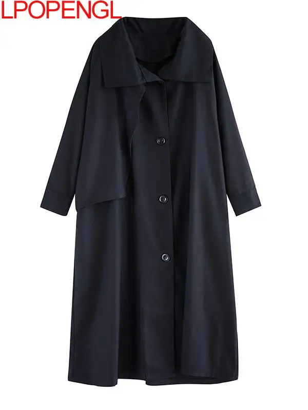 เสื้อโค้ทกันลมทรงหลวมสไตล์เกาหลี แขนยาว คอตั้ง สำหรับผู้หญิง ใส่ได้ทั้งฤดูใบไม้ร่วงและฤดูหนาว ดีไซน์เรียบง่ายแต่ดูมีสไตล์