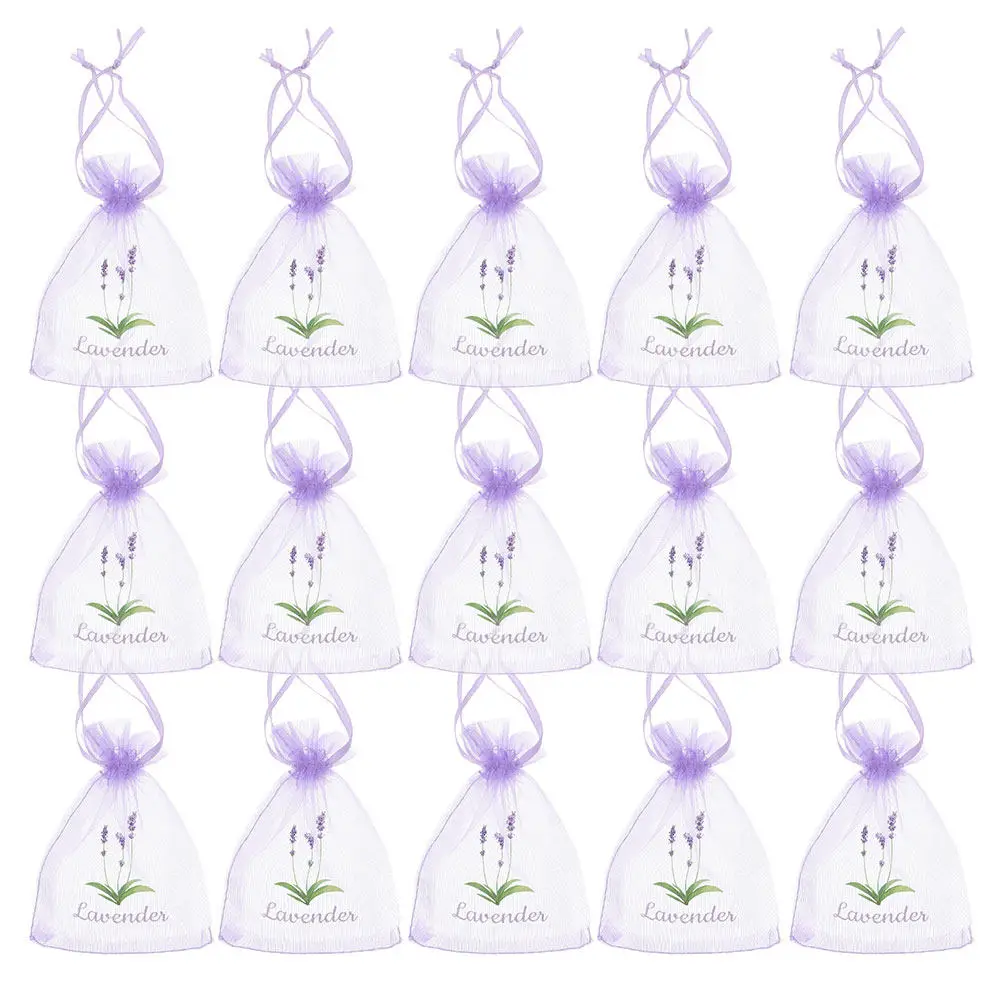 20Pcs Lavender Sachet Empty Bags Drawstring Mesh Organza Pouches for Aromatherapy Potpourri Wardrobe Freshener Small Gauze