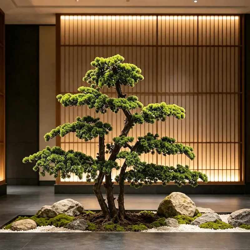 Simulation Pine Tree Artificial Podocarpus Fake Plant for Mall Hotel Decoration Landscape Ornament Welcome Pine Modeling
