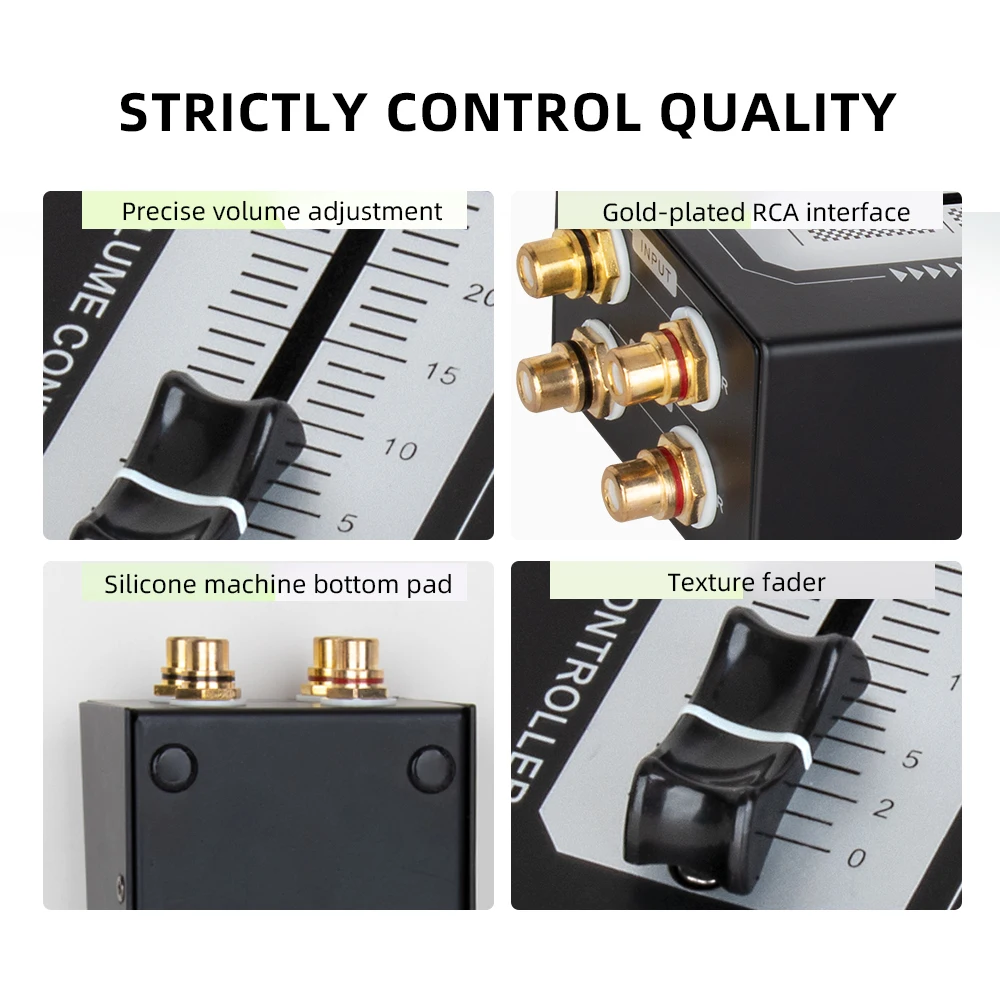 Low Noise Volume Controller Device Passive Preamp Active Speaker without External Power Supply and Lossless Output RCA Interface