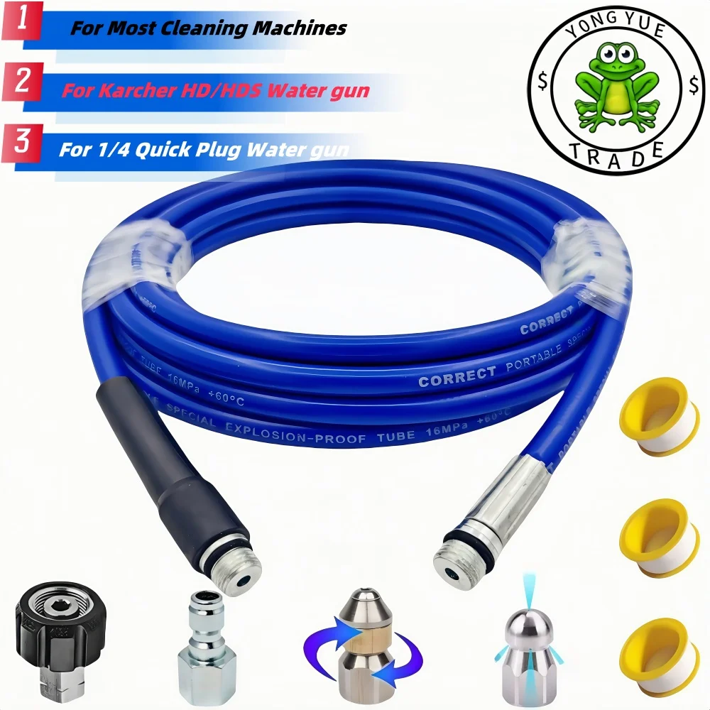 

0.5~30m Sewer Drainage Cleaning HosePipe Dredging Kit High Pressure Hose High Pressure Cleaning Machine Nozzle For Karcher Bosch