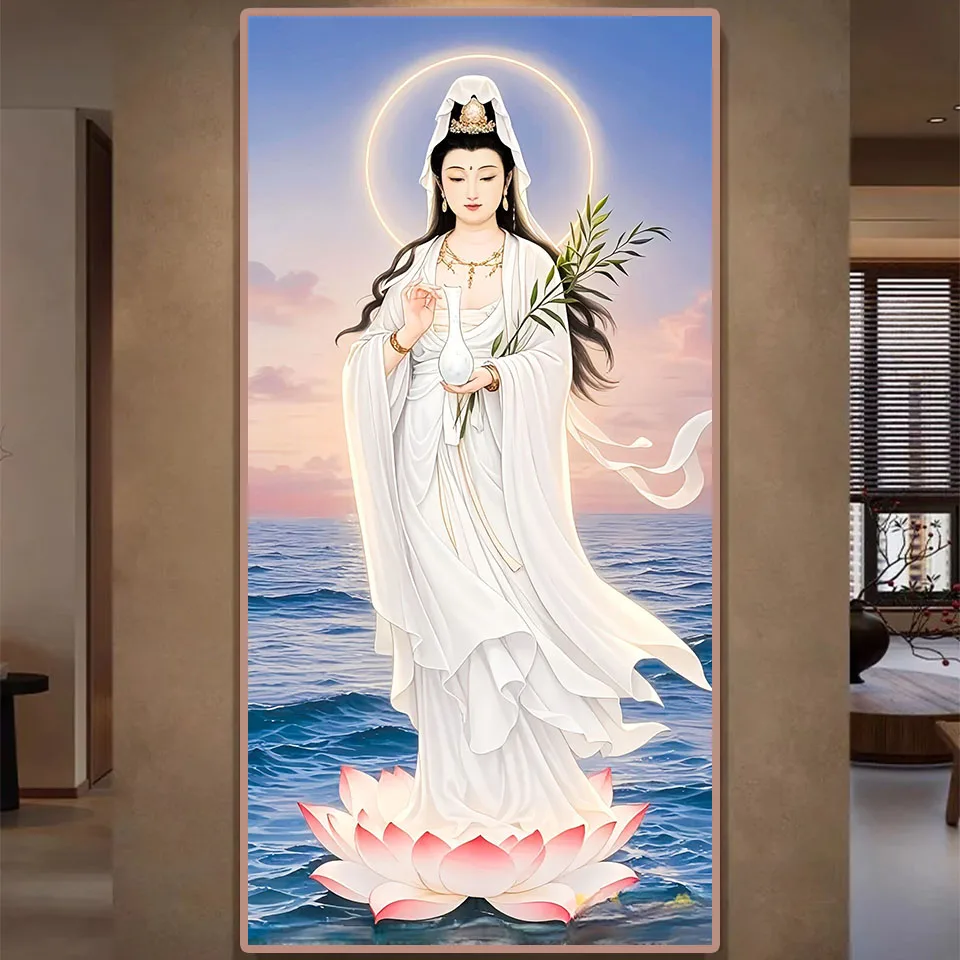 Diamond Painting Diamond Mosaic Kit DIY Namo Guanyin Bodhisattva Full Square Round Rhinestone Cross Stitch Handmade Home Decor