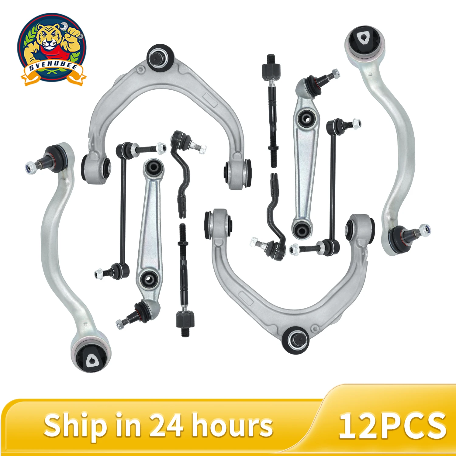 Svenubee 12Pcs Front Lower Control Arm Tie Rods End Stabilizer Link Assembly Kit for BMW X5 X6 E70 E72 2007- 2012 2013 2014