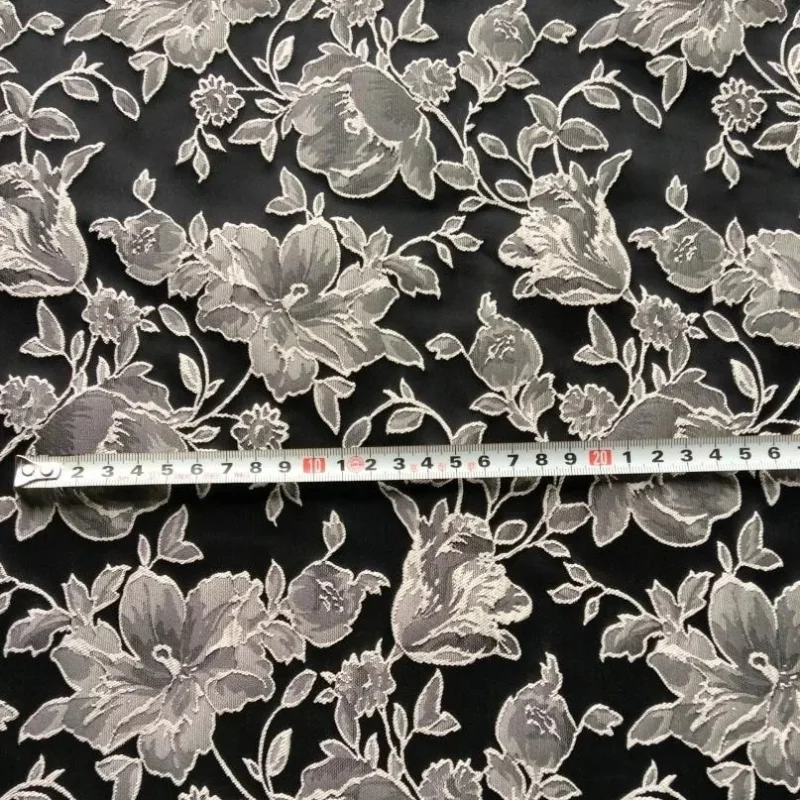 Black Jacquard Fabric Spring Autumn Skin Friendly Breathable Dress Trench Coat Curtain Tablecloth Handmade DIY Craft Material
