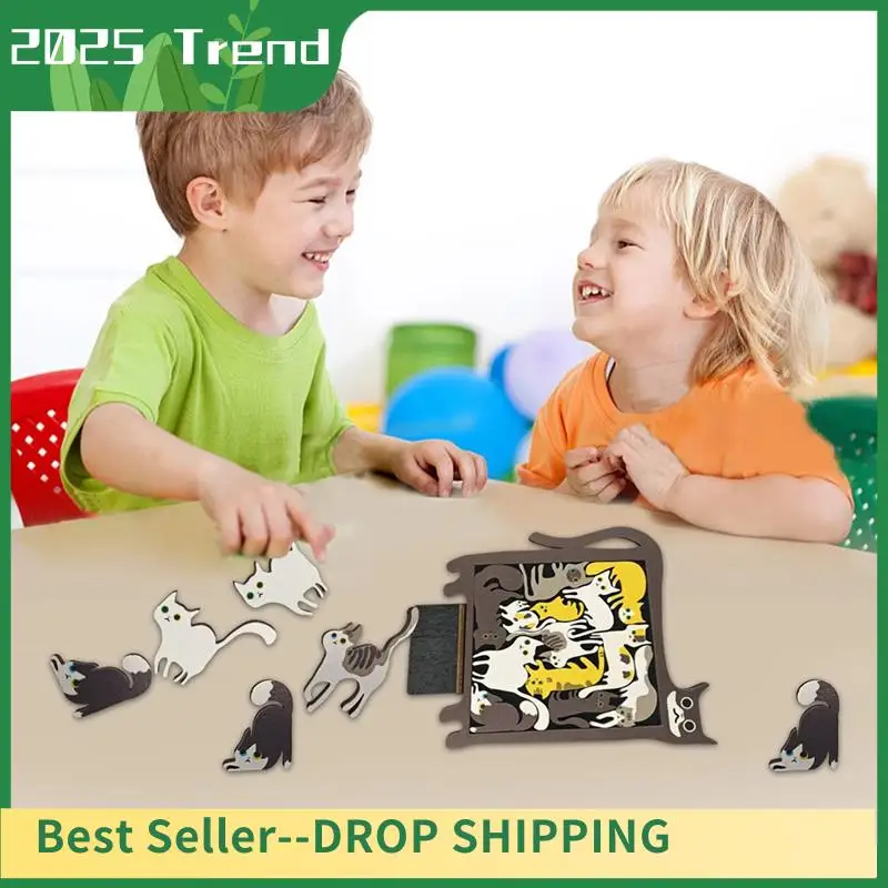 

AD33 HOT Pocket Travel Games For Car Road Airplane Activities Birthday Games Creative Wooden Cat Puzzle Game