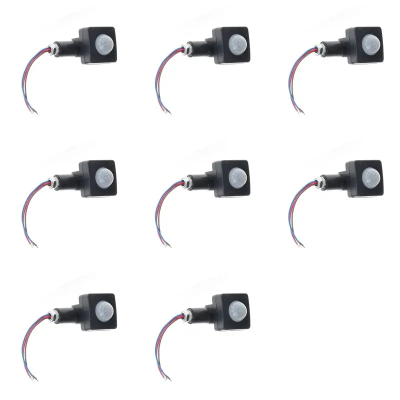 8x-ac85-265v-ip65-モーションセンサー-調整可能なpirスイッチ-超薄型ledライト-pir屋外モーションセンサー検出器、10mm-ブラック-y41a