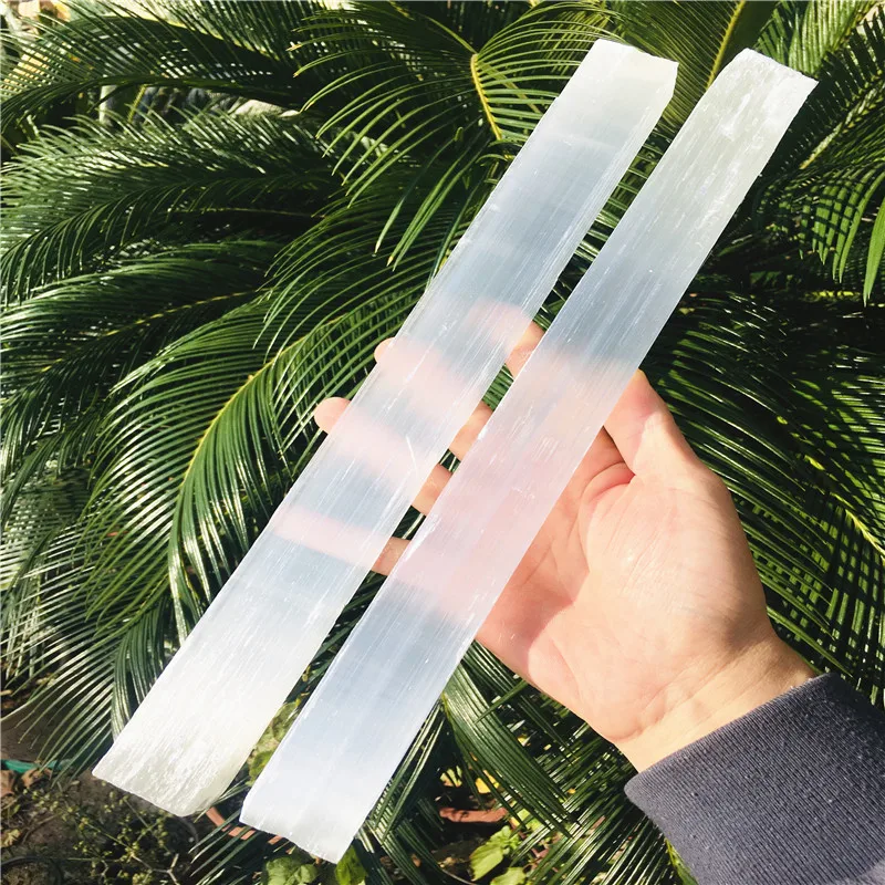 

35-40cm Natural Stone White Selenite Stick Chip Gypsum Quartz Crystal Wand Point Minerals Specimen Healing Stone Reiki Wholesale