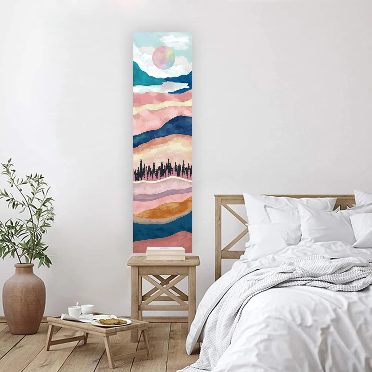 Mountain View Wall Decoration Sunset And Night Sky Vertical Tapestry Forest Tree Tapestry Wall Hanging Landscape Art Tapestry