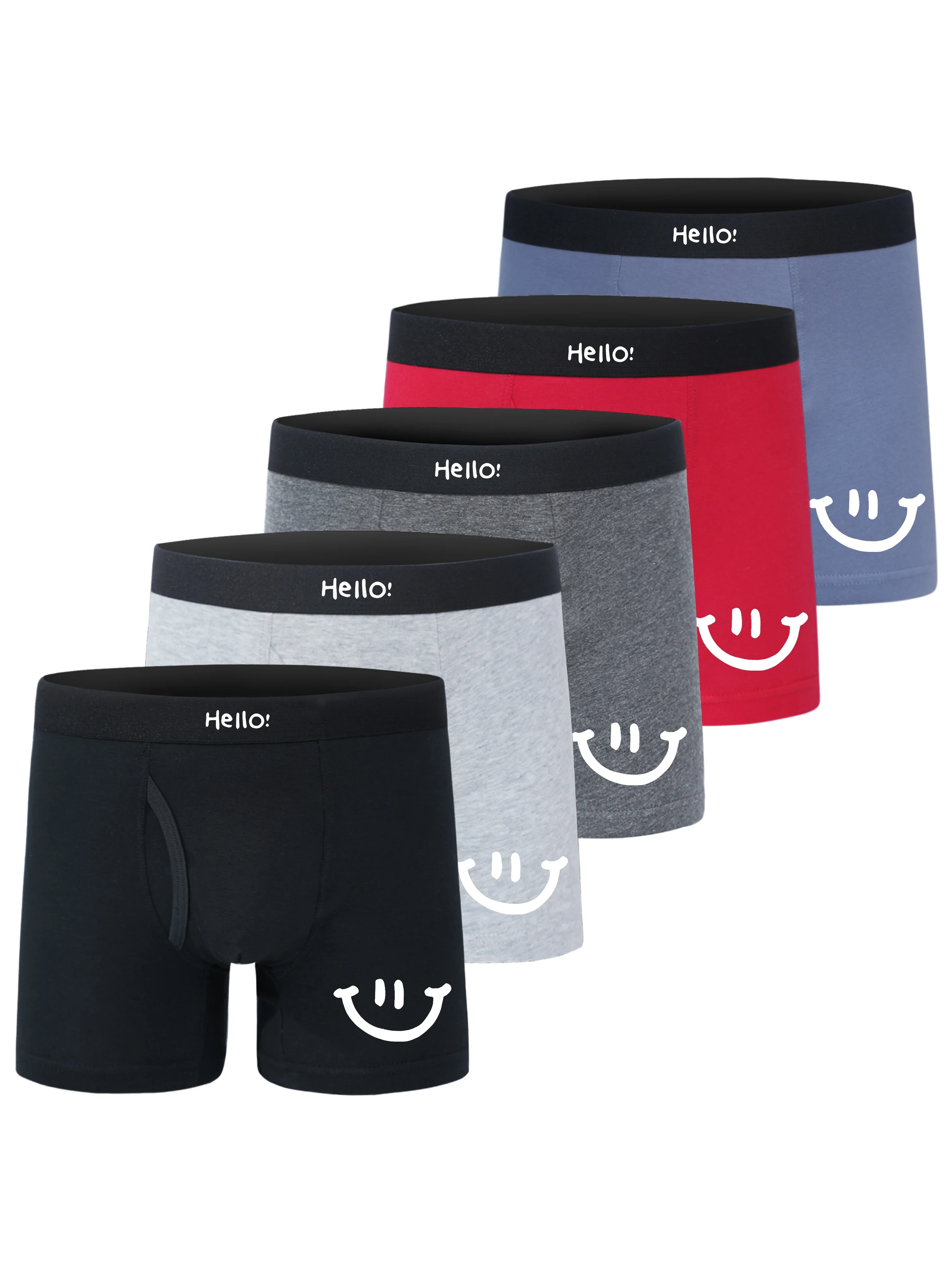 Kit com 5 Cuecas Boxer de Algodão para Meninos, Estampa de Leopardo com Óculos de Sol, Confortáveis e Respiráveis para Idades de 5 a 15 Anos