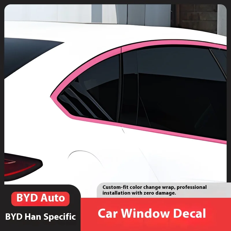 ل BYD Han DMI/EV نافذة كروم حذف عدة الكسوة الفارس الأسود و قذيفة الوردي الفينيل تراكب التفاف فيلم لملحقات تصفيف السيارة