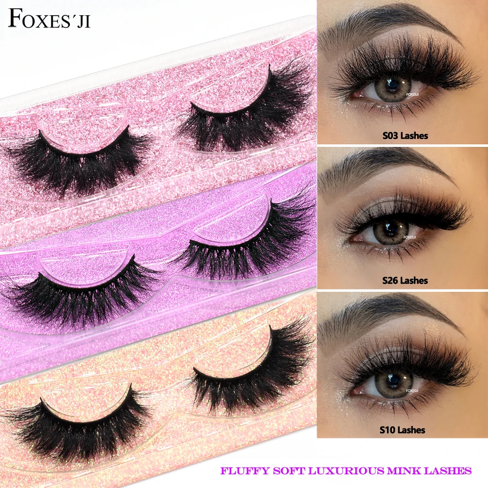 FOXESJI Eyelashes Mink Lashes Makeup Lash Eyelash Extension Soft Wispy Thick Criss False Eyelashes Natural 3D Fluffy Mink Lashes