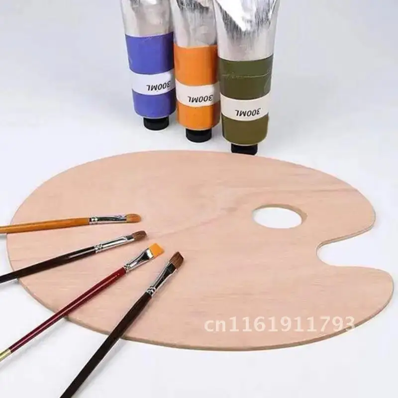 Wooden Artists Palette with Thumb Hole Oil Acrylics Paint Palette Tray for Adult