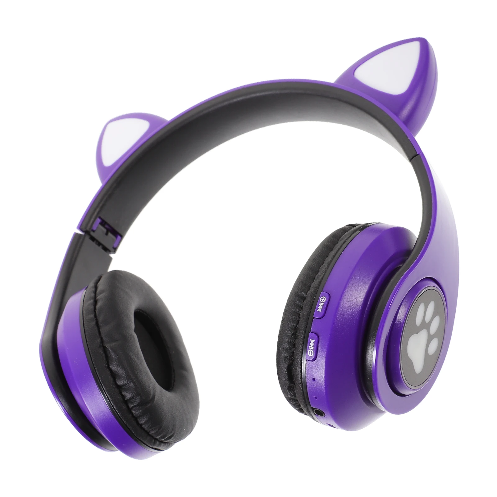 

Cat Ear Headphones Wireless Headset Shine Over Folding Foldable Abs for Office