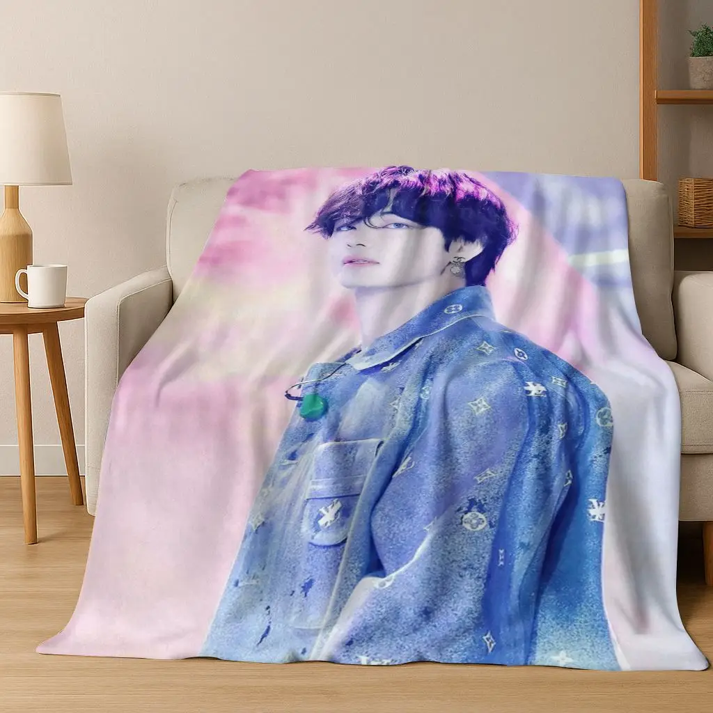 Kpop Kim Tae Hyung V Min Yoon Gi,SUGA, Agust D بطانية من الفلانيل بطانية دافئة ناعمة لغرفة النوم وغرفة المعيشة والسرير والسفر والنزهة هدية #4