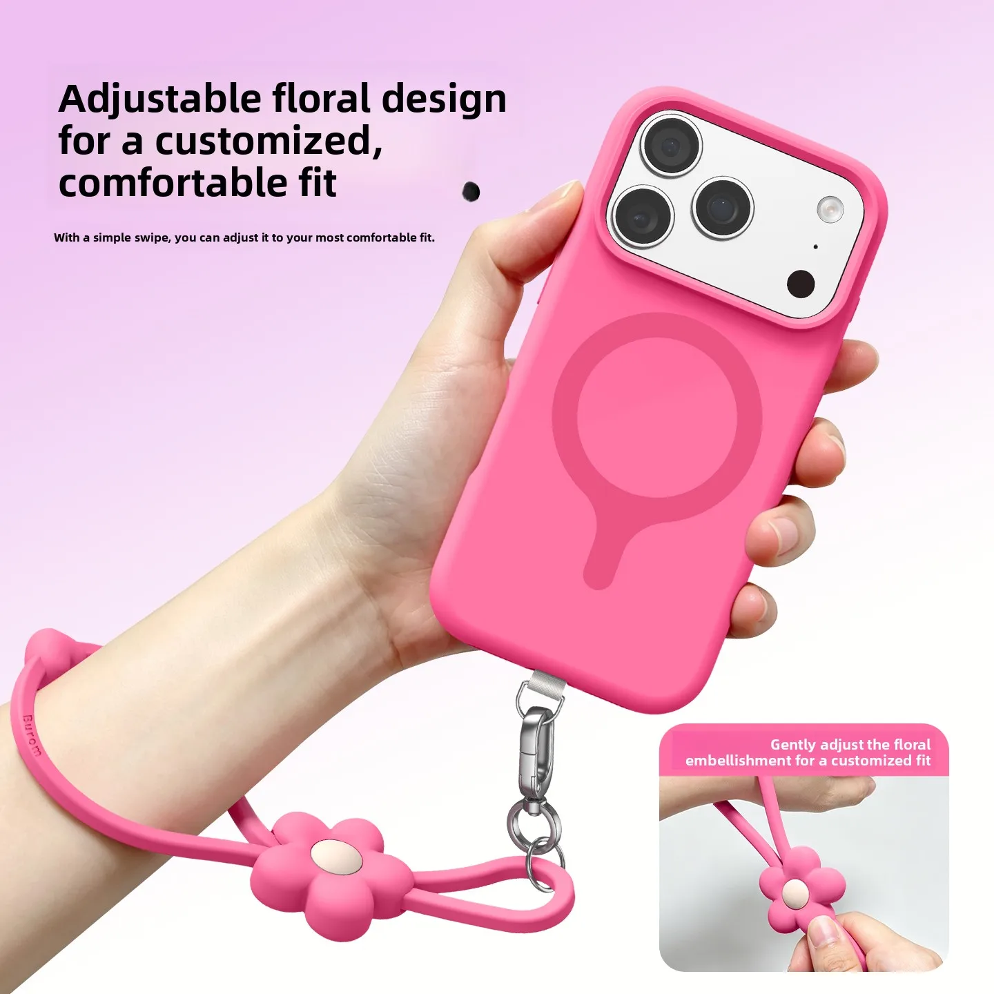 Cute Flower Wrist Strap Phone Lanyard for iPhone 18 Pro Max 17 16 15 14 13 12 11 Shockproof Adjustable Skin Feel Portable Strap