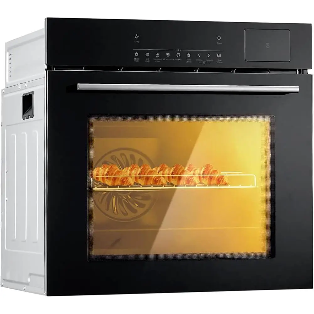24 Inch Electric Wall Oven Convection Multi-Function with 102 Recipes Child Lock Self-Cleaning Energy Efficient 3000W Cooking